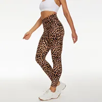 Leopard Celana Legging Yoga Wanita, Legging Olahraga Pinggang Tinggi Super Lembut untuk Gym