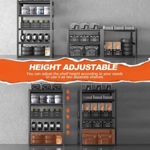 وحدة رفوف للجراج بـ 5 طبقات قابلة للتعديل، رفوف تخزين صناعية متينة قائمة بذاتها قابلة للتوسيع بسعة 5000 رطل - Product Image 4