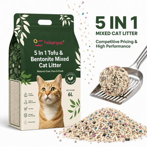 Usine OEM ODM, Vente en gros de litière agglomérante mixte bentonite et tofu, antibactérienne, hautement absorbante, anti-odeurs - Product Image 1