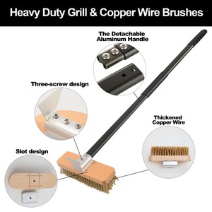 <span class=keywords><strong>Brosse</strong></span> de nettoyage <span class=keywords><strong>pour</strong></span> barbecue <span class=keywords><strong>en</strong></span> alliage d'aluminium résistante <span class=keywords><strong>à</strong></span> la chaleur, <span class=keywords><strong>à</strong></span> long manche détachable, avec fil de cuivre et raclette <span class=keywords><strong>pour</strong></span> <span class=keywords><strong>four</strong></span> <span class=keywords><strong>à</strong></span> pizza - Product Image 3