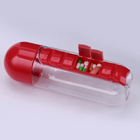 Bouteille d'eau en plastique de sport de 600ml combiner des boîtes à pilules quotidiennes Capsule tasse à eau organisateur de médicaments bouteilles à boire