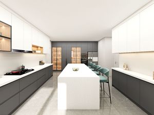 定制完整的PVC/漆柜套装现代小型乙烯基包装厨柜来自广东供应商 - Product Image 2