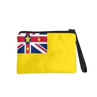 Dompet Koin Mini Berresleting dengan Cetakan Bendera Nasional Niue, Dompet Penyimpanan Poliester Ringan, untuk Penggunaan Sehari-hari & Perjalanan