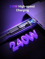 Adaptateur USB C magnétique 240W, câble de charge USB C magnétique à angle droit, embouts de connecteur rotatifs à 90/180 degrés
