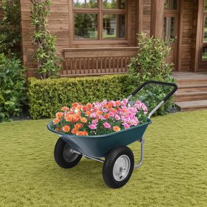 सर्वश्रेष्ठ विकल्प उत्पाद दोहरी-पहिया घरेलू उपयोगिता यार्ड व्हीलबैरो प्लास्टिक गार्डन कार्ट के लिए निर्मित स्टैंड-इन स्टैंड - Product Image 1