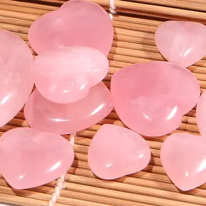 Tự làm tự nhiên thô Rose Quartz chế biến đẹp màu hồng pha lê trái tim để bán