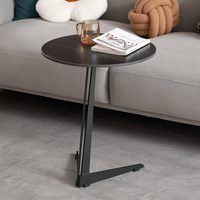 Table d'appoint ronde moderne avec plateau en pierre frittée, structure en acier carbone noir, table d'appoint minimaliste pour canapé, meubles de salon