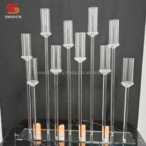 Candélabre en verre transparent lisse avec 10 bras pour décoration de mariage, Saint-Valentin, anniversaire - Haute qualité en gros - Product Image 4