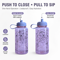Botella de Agua Motivacional Tritan con Marcador de Tiempo, 700ml/1000ml, Libre de BPA, Diseño Geométrico con Estampado de Huella de Pata y Frases, para Deportes y Gimnasio