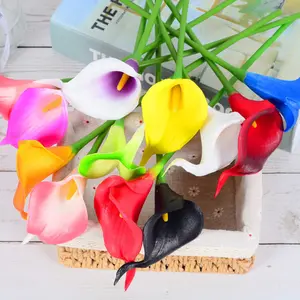 Holiday gift indoor decoration pvc material high simulation calla lily artificial flowers real touch