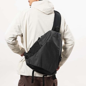 Casual Waterproof Nylon <b>Backpack</b> with Zipper Closure <b>Black</b> and Gray Color Men's Shoulder Bag Outdoor Travel Use All Seasons - Product Image 3