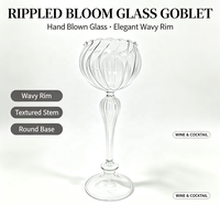 Verre à cocktail transparent en borosilicate à pied haut et bord ondulé pour mariage, bar, fête, vaisselle de table