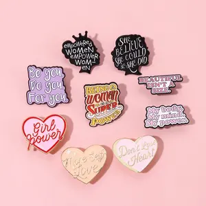 Girl Power Enamel Pins Custom Don Not Lose Heart More Self Love Bros Lapel Badge Feminisme Perhiasan Hadiah untuk Wanita Teman