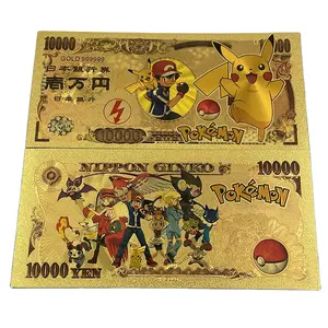 KL anime Pikachu cute card 24k gold foil plated plastic banknote in stock