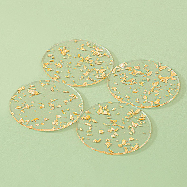 Gold foil round acrylic coaster