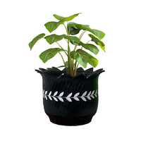 Pot de fleurs décoratif élégant noir pour table, support de verdure pour bureau, intérieur, salon, accent décoratif