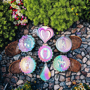 MIAO Campanas de Viento Giratorias Personalizadas de Acero Inoxidable con Diseño de Colibrí Antiguo Nórdico Mandala, Impermeables, 3.94 Pulgadas - Product Image 2