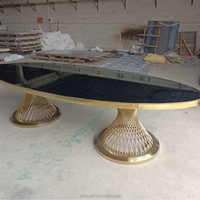Table de banquet ovale en acier inoxydable démontable avec structure métallique pour événements de location de luxe et mariages