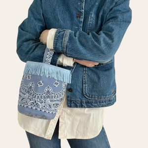 <span class=keywords><strong>Borsa</strong></span> a Mano Mini con Frange e Motivo Paisley per Donne, Stile Boho per Spiaggia, Vacanze e Feste - Product Image 2