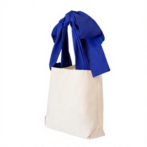 Premium Quality Canvas Shopping <b>Bag</b> With Blue Ribbon Handle <b>Medium</b> <b>Size</b> Daily Use Handled Shopping <b>Bag</b> - Product Image 3