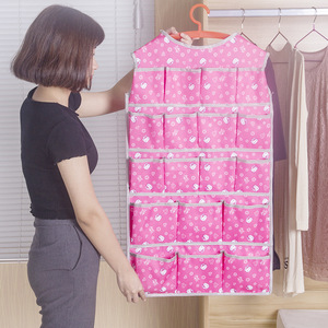 <b>Hanging</b> Closet Organizer Pink Cat Print Multifunctional Wardrobe Storage Bag <b>Hook</b> Type Indoor Use - Product Image 1