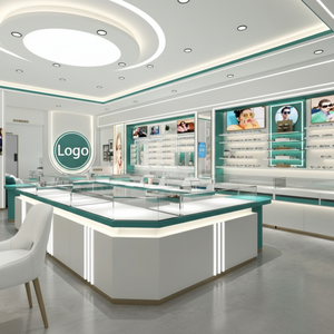 Vitrina de exhibición de joyas de alta gama con diseño de isla, dimensiones personalizables, color blanco/verde azulado, con compartimento de carpintero <span class=keywords><strong>para</strong></span> móvil - Product Image 3