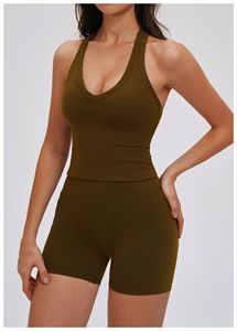 Conjunto de Yoga para Mujer al por Mayor, Chaleco Deportivo con Espalda Cruzada, Cuello en V, Ajustado, Pantalones de Yoga - Product Image 2