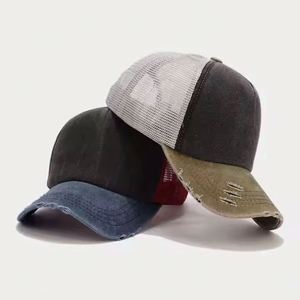 Hot Summer <b>Sun</b> <b>Hat</b> for <b>Men</b> Custom Embroidered Logo Distressed Faded Baseball Cap Hip Hop Two Tone Mesh Trucker <b>Hat</b> Fashionable - Product Image 4