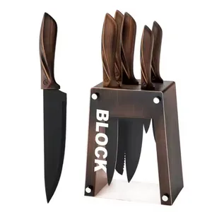 2024 Hot Selling Stainless Steel 6Pcs Kitchen Knife Set Chef Knife and Wood Handle with Gift Box Household kitchen knife