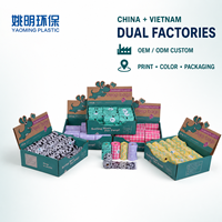 Sacs à déjections canines imprimés sur mesure OEM/ODM, fabriqués en Chine et au Vietnam, rouleaux de sacs à déchets pour animaux de compagnie étanches avec boîte de présentation au détail