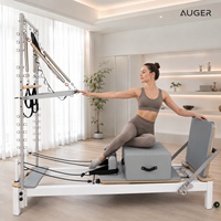 AUGER Reformer de Pilates Commercial avec Tour, Boîte d'assise, Planche de saut et Résistance à ressort réglable, Équipement de studio