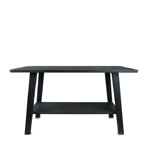 Console en teck recyclé Gubuk Bali, table noire, design moderne minimaliste écologique pour la maison, le bureau, le salon, meubles de bureau - Product Image 1