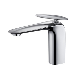 Robinet de lavabo en cuivre et céramique, monocommande eau froide et chaude, design moderne et minimaliste, à poser sur le plan, pour salle de bain, monotrou FL-620, entièrement en cuivre - Product Image 4