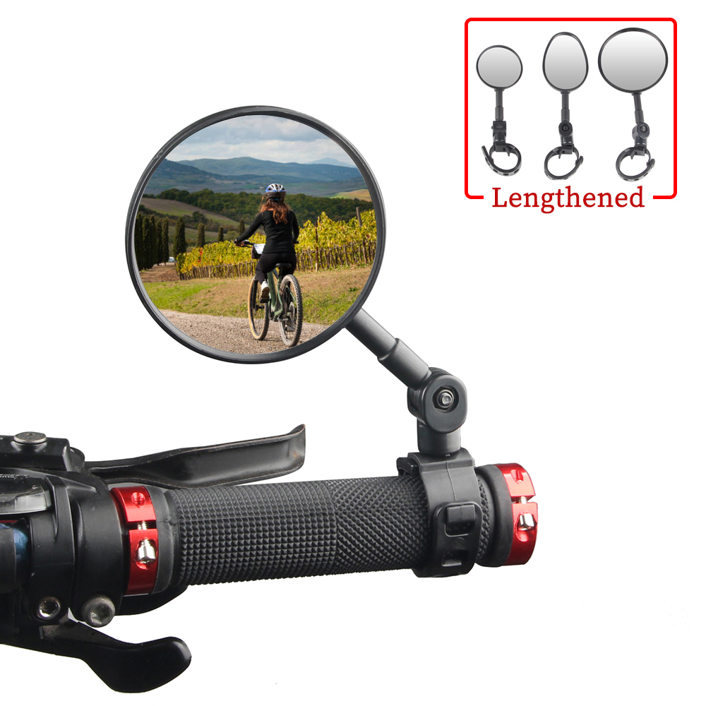 Specchietto Retrovisore Per Bicicletta Regolabile 360° - Rotondo Convesso Acrilico - Per Manubrio 15-32 Mm - MTB, E-Bike, Città