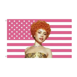 사용자 정의 아이스 래퍼 향신료 미국 국기 3x5 피트 핑크 아이스 스파이스 포스터 미국 국기 태피스트리