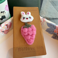 Carnet à feuilles mobiles en peluche lapin mignon de dessin animé avec fraises pour étudiants - Cadeau créatif pour filles
