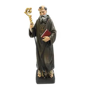 Patron Saint St Benedict Hochwertige christliche religiöse Figur Statue und Steins ammlung Dekoration Langlebiges benutzer definiertes Harz