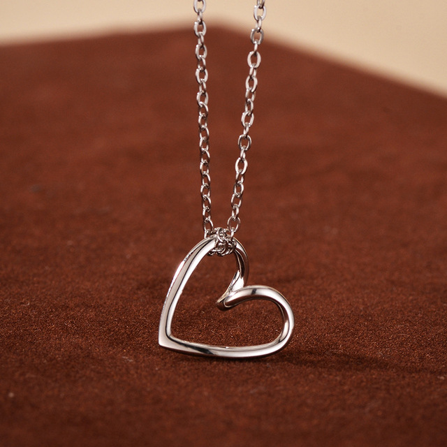 925 Sterling Silver Necklace with Heart Pendant Trendy Silver 925 Jewelry for Weddings Engagements Parties