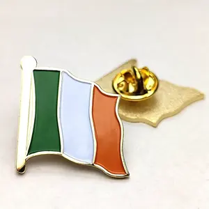 Wholesale metal Country Flag Brooches Custom Soft Enamel pins Irish flag badge Popular Country Flag Badges