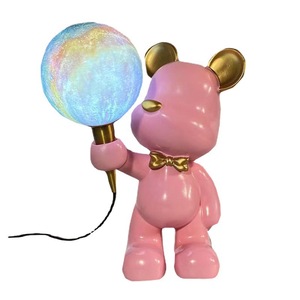 โคมไฟข้างเตียงพิมพ์ลาย 3 มิติ สไตล์นอร์ดิก ลายหมีสุดเทรนดี้ ดีไซน์มินิมอลแบบยุโรป สำหรับตกแต่งห้องนอนและโต๊ะข้างเตียง - Product Image 4