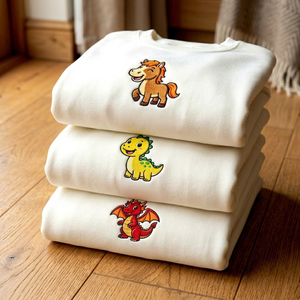 Bulk Custom-made Unisex White Crew-neck T-shirts for Adults Featuring Custom Embroidery of <b>Cartoon</b> Animal Names Vietnam. - Product Image 1