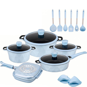 Juego de Ollas de Aluminio Fundido de 14 Piezas de Alta Calidad con Revestimiento Cerámico Moderno, Tapas de Vidrio, Asas Suaves al Tacto y Antiadherentes - Product Image 1