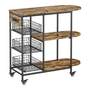 Étagère de rangement multifonctionnelle en métal à 3 niveaux pour cuisine et salon, support pour micro-ondes avec roulettes, vente en gros - Product Image 6