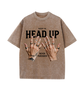 T-shirt Oversize Délavé Rétro Streetwear avec Imprimé 'Keep Ya Head up Never Parender' pour Homme, Style Hip Hop Décontracté Y2K, Stock USA, Vente en Gros - Product Image 6