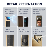 Cerradura Inteligente con Reconocimiento Facial 3D, Cámara WiFi, Timbre, Huella Dactilar, Entrada sin Contacto, sin Llave, Aleación de Aluminio, para Puerta Principal