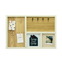 Boîte de rangement multifonctionnelle en bois Fengyuan avec clips, crochets et compartiments de présentation pour la décoration murale