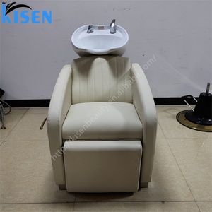 Fauteuil de lavage Kisen en cuir PU de luxe moderne avec cuvette en céramique pour salons de coiffure, hôtels et salles de bain - Product Image 5