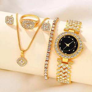 Luruxious Women's Quartz <strong>Whatch</strong> with Stylish and Elegant Round Design with Rhinstones Jewelry Set Wholesale N2603027 - Product Image 1