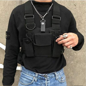 Sac de poitrine en Nylon personnalisé à la mode, gilet noir Hip Hop Streetwear, harnais tactique fonctionnel, plate-forme de poitrine avec sac de poitrine - Product Image 2