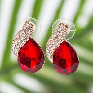 Farbenfrohe klassische Damen-Ohrringe aus Zinklegierung mit tropfenförmigen Kristall-Strasssteinen - Product Image 2